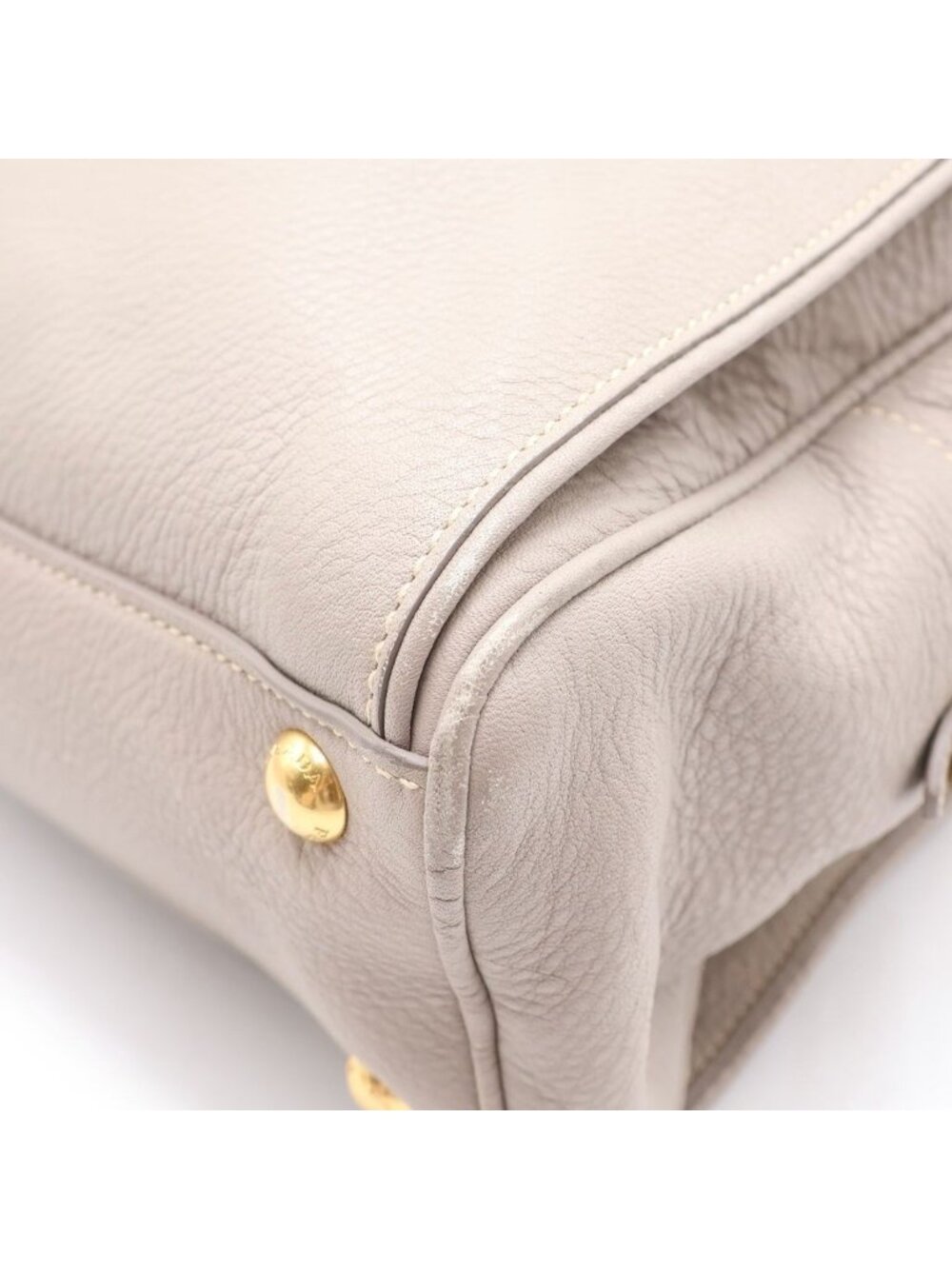 Prada Vitello Daino Handbag Gray Leather Key 2 Cadena Black - Picture 5 of 8